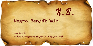 Negro Benjámin névjegykártya